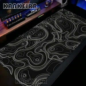 Liquid Mouse Pad Gaming Black And White Contour Lines Printon Demand Large HD Mousepad XXL Playmat Soft Carpet Laptop Mouse Mats
