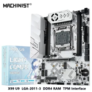 MACHINIST X99 U9 Motherboard Support TPM2.0 LGA 2011-3 Xeon E5 cpu DDR4 RAM C612 chip with 3*NVME M.2 slot SATA3.0 White armor