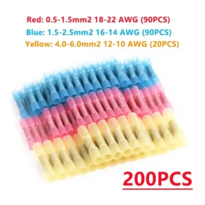 200/100/50Pcs Heat Shrink Butt Connectors Waterproof Electrical Wire Splice Sleeve Connector Cable Crimp Terminals AWG 16-14