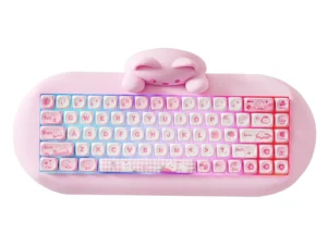 YUNZII C68 Wireless Gaming Keyboard, Hi-Fi Cute Cat Custom RGB Mechanical Keyboard, Silicone 65% Hot Swap Ergonomic Kitty Keeb