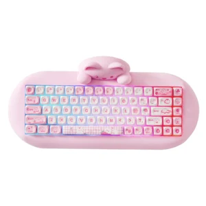 YUNZII C68 Wireless Gaming Keyboard, Hi-Fi Cute Cat Custom RGB Mechanical Keyboard, Silicone 65% Hot Swap Ergonomic Kitty Keeb