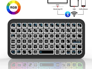 Mini Wireless Bluetooth 5.2 Keyboard 5inch Keycups 7 Color Backlit Keyboard English Rechargeable Keyboard for PC Android TV Box