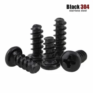 10/50Pcs M1 M1.2 M1.4 M1.7 M2 M2.3 M2.6 M3 M4 M5 Black 304 Stainless Steel Cross Phillips Round Head Flat End Self Tapping Screw