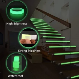 1 Roll Fluorescent Self-Adhesive Glow-In-The-Dark Tape Light Strip Fire Channel Stage Decoration Safety Exit Warning Stickers