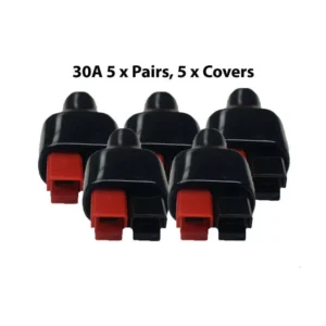5 Pairs 30AMP Plug 600V Connector Rubber Black PVC Dust Covers Terminal Sleeves For Electric Equipment