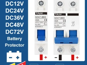 DC 12V 24V 48V 36V 72V MCB Battery Car Protector Mini Circuit Breaker DZ47 Positive And Negative Pole Protection Switch Isolator