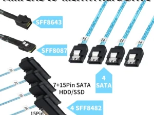 0.5M 1M Mini SAS HD SFF-8643 SFF-8087 to SFF-8482 29Pin with 15Pin Power Connector 4xSATA Cable for Hard Drive Controller Server