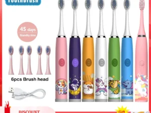 Children Electric Toothbrush Cartoon Kids With Replacement Head Ultrasonic IPX7 Waterproof Rechargeable Sonic Toothbrush