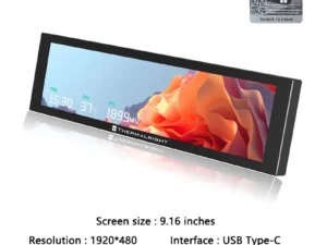 Thermalright TROFEO VISION LCD IPS full-color LCD screen，9.16 inches/magnetic/1920*480 resolution/USB Type-C port Display screen
