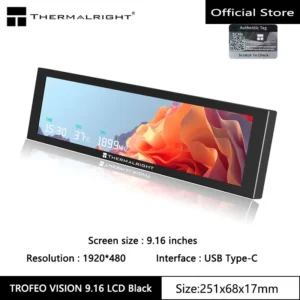 Thermalright TROFEO VISION LCD IPS full-color LCD screen,9.16 inches/magnetic/1920*480 resolution/USB Type-C port Display screen