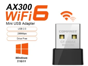 COMFAST 300Mbps USB2.0 Wifi Dongle USB WIFI Adapter 2.4G WIFI6 Network Card Drive Free Wifi Receiver Laptop PC For Win7/10/11