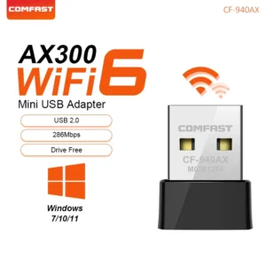 COMFAST 300Mbps USB2.0 Wifi Dongle USB WIFI Adapter 2.4G WIFI6 Network Card Drive Free Wifi Receiver Laptop PC For Win7/10/11