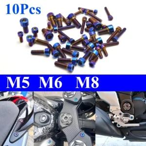 5Pcs Hex Hexagon Socket Screws Alloy Steel Titanium Plating Gold Screw Length M5/M6/M8 for motorcycle screws, body screws