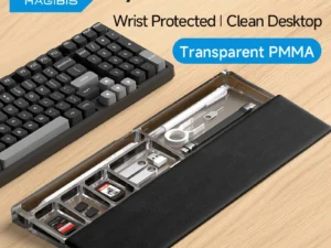 Hagibis Acrylic Magnetic Keyboard Wrist Rest Ergonomic Memory Foam Easy Typing Pain Relief Desktop Storage Organizer for Office