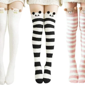 1 Pair Snug Fleece Over Knee Socks Plush Cozy Winter Fall Sweet Long Female Hosiery Soft Fuzzy Leg Warmers Floor Stockings