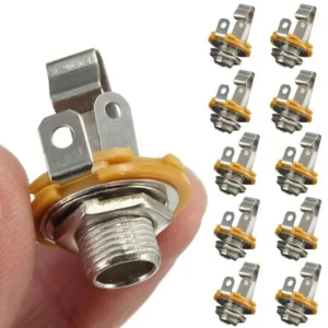 10pcs/set Electric Guitar Input Jack For All Electric Guitar & Bass Guitar 1/4"" (6.35mm) Mono Jack Socket Nut & Washer