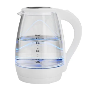 Electric Kettle with Water Dispenser - 1.7L Elegant Glass Tea Pot, 1100W Fast Boiling, LED Indicator, Auto-Shutoff