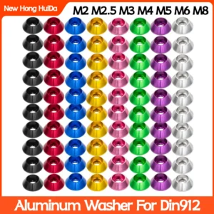 30pcs Conical Aluminum Alloy Cup Head Washers For DIN912 Screw Bolts M2 M2.5 M3 M4 M5 M6 M8 Aluminium Gaskets Spacers Fasteners