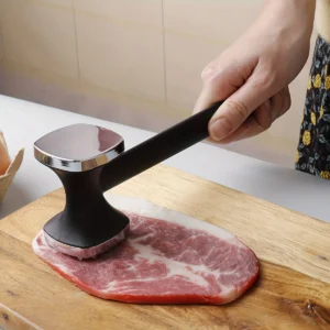 Heavy Duty Kitchen Meat Tenderizer Hammer with Rubber Grip, Stainless Steel Head for Effortless Pounding and Tenderizing