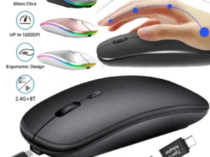 Rechargeable Wireless Mouse Bluetooth-compatible 2.4GHz Dual Modes Computer Mice with Nano Receiver for PC Laptop Macbook
