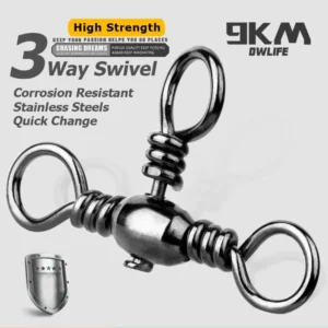 9KM 3 Way Swivels 25~100Pcs Fishing Crossline Swivels Brass for Catfish Surf Rigs Saltwater Freshwater Fishing Barrel Swivel