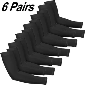 kkjoy 6 Pairs Unisex Cooling Arm Sleeves Compression Breathable Moisture Wicking for Men Women Sports Outdoor UV Protection