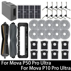 For Mova P50 Pro Ultra / Mova P10 Pro Ultra Robot Vacuum Spare Parts Main Side Brush Hepa Filter Mop Cloth Dust Bag Accessories