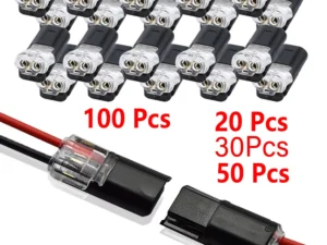 20/30/50/100 Pieces of Locking Plug-In Dual-Wire Led Connectors, 2-Pin 2-Way Universal Compact Cable Connectors