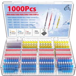 50-1000Pcs Solder Seal Wire Connectors Heat Shrink Solder Butt Insulated Connectors Solder Connector Kit Automotive Marine