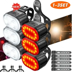 USB Rechargeable Bicycle Lights Bike Safety Warning Lamp Outdoor Waterproof Cycling Flashlight For Mountain And Road Bikes