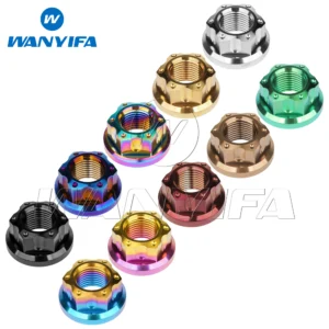 Wanyifa Titanium Nut M6 M8 M10 M12 M14 M16 Fancy Hex Hexagon Flange Nuts for Bike Motorcycle Rear Axle Titanium Fasteners