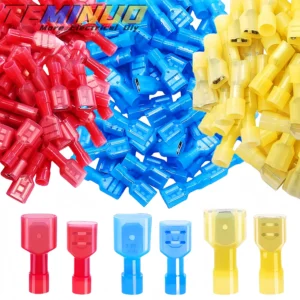 100/80/60 pcs nylon spade wire connector, 22-10 awg gauge electrical fully insulated crimps terminal connectors