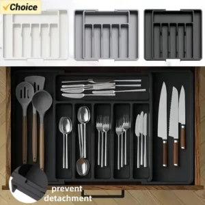 1Pcs Upgradation Adjustable Flatware Tableware Organizer – Plastic Multifunctional Drawer Organizer for Kitchen Counter Utensils