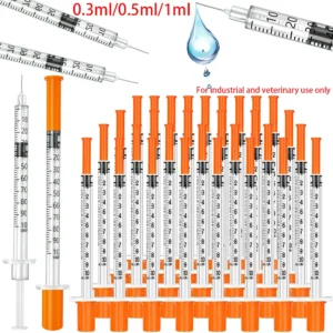 30/15/5Pcs 0.5Ml/1Ml Disposable Plastic Veterinary Syringe with Needle, Suitable for Pets and Farm Animals, Manual Push-Type Syringe with Needle, Farm Animal Syringe, Suitable for Cats, Dogs, Pigs