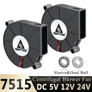 Gdstime 7515 Blower Fan 24V 12V 5V 75x75x15mm Radial Fan 75mm 7cm Dual Ball 2PIN USB Fan DC Turbo Centrifugal Cooling Cooler