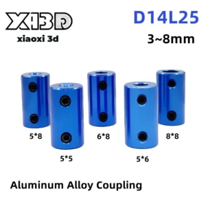 1PC Aluminum Alloy Coupling Bore D14L25 3/4/5/6/6.35/7/8mm Black Blue Flexible Shaft Coupler Screw For Stepper Motor Accessories