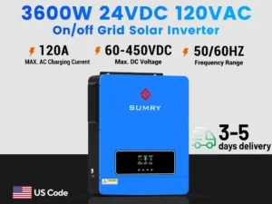 Sumry 3600W Hybrid Solar Inverte 120v 120A MPPT Solar Charger on/off Grid 24V Solar Inverter Dual Output