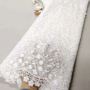 2026 High-Quality Africa Nigerian Sequins Cotton Embroidery Lace Fabric Tulle for Wedding Party Dress Chiffon 5 Yards XL152