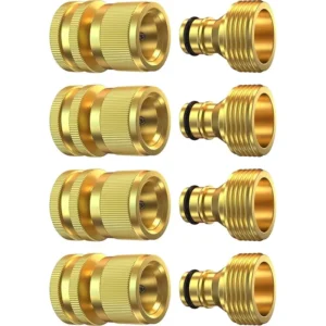 Brass Heavy Duty Water Hose Quick Connect Fittings Quick Release Hose Connector, Fit for 3/4" Gardening Hoses
