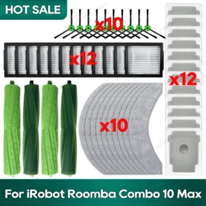 Compatible for irobot Roomba Combo 10 Max Robot Vacuum Accessories Main Brush Hepa Filter Mop Rag Dust Bag Replacement Parts
