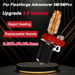 Latest Upgraded Hotend Kit for Flashforge Adventurer 5M/5M Pro Hotend AD5M Nozzle Kit Ceramic Heating Block & Hard Steel Nozzle