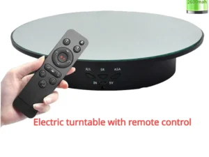 3 Speeds Electric Rotating Display Stand Mirror 360 Degree Turntable Jewelry Holder Battery/USB Power for Photography Shooting