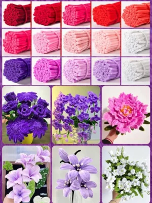 Colorful Chenille Stems Pipe Cleaners Plush Tinsel Stem Wired Twist Sticks DIY Hair Flowers Kids Toys Handmade Craft Gift
