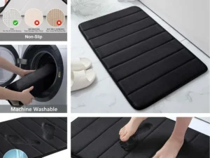Memory Foam Bath Mat – Super Absorbent & Non-Slip Bathroom Rug for Shower & Tub