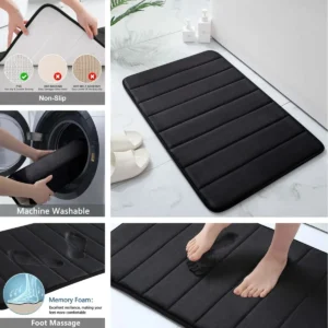 Memory Foam Bath Mat – Super Absorbent & Non-Slip Bathroom Rug for Shower & Tub