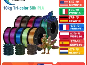 KINGROON Silk Tri-color PLA Filament 3D Printer 1.75mm 1KG/roll  Silk PLA Filament Plastic Material 3D Printing Special Color