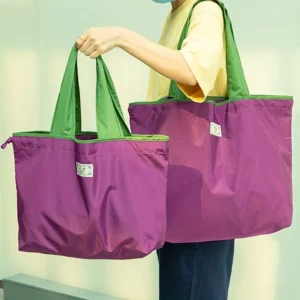 1-Pack Reusable Shopping Bag, Large Capacity Foldable Drawstring Eco-friendly Storage Bag, Casual Shopping Shoulder Bag