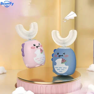 Children'S Electric Toothbrush 360° Sonic Electric Toothbrush Rechargeable Smart Toothbrush Blue Light IPX7 Toothbrush U-Shaped