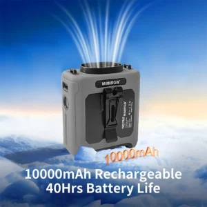 10000mAh Portable Neck Fan Cooling Rechargeable Hands-free Waist Clip Fan with Flashlight for Outdoor Travel Camping Power Bank