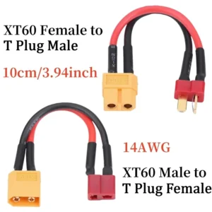 1/5pcs XT60 To Deans T Plug Male/Female Adapter Connectors with 14AWG 100mm Cable for RC Lipo Battery Charger Parts DIY